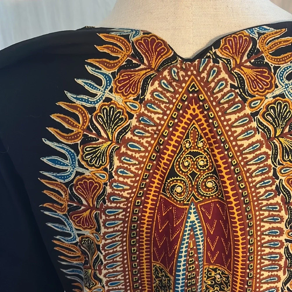 vintage 80s angel sleeve Hatari caftan dashiki - Picture 5 of 6